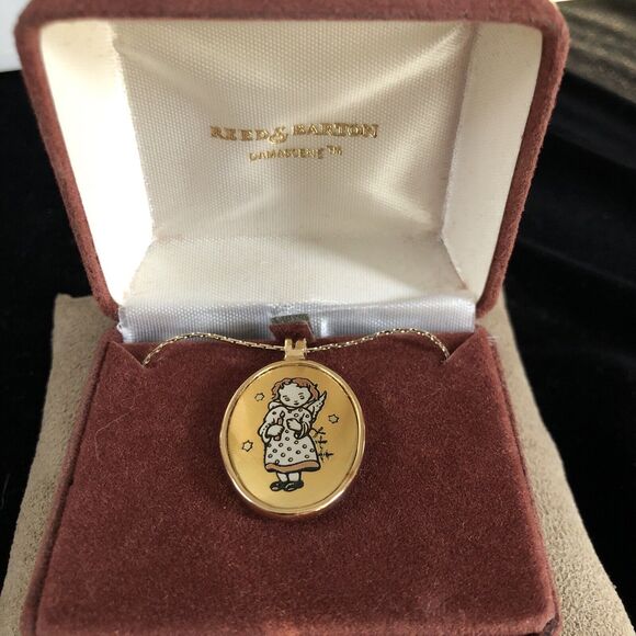 Vintage 24k Vermeil REED & BARTON Damascene Berta Hummel Pendant - Picture 5 of 5